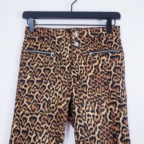 Zara Leopard Animal Print Stretch Ankle Skinny Jean Trousers sz‎ 2 - Picture 9 of 13